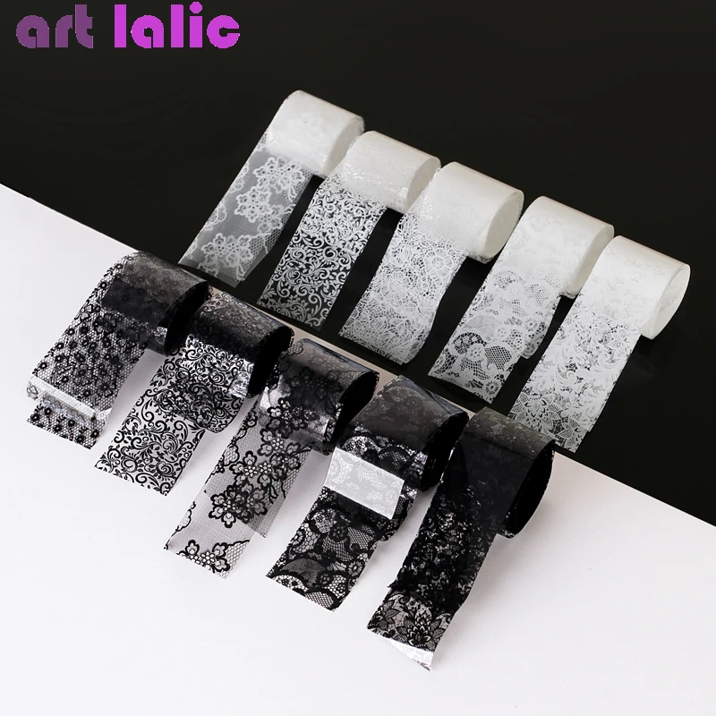 Nail Foil Transfer - 10 Rolls 2.5*60cm New Black White