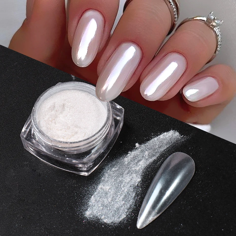 Dip Powder Nail - White Pearl Mirror Moonlight Nail Powder
