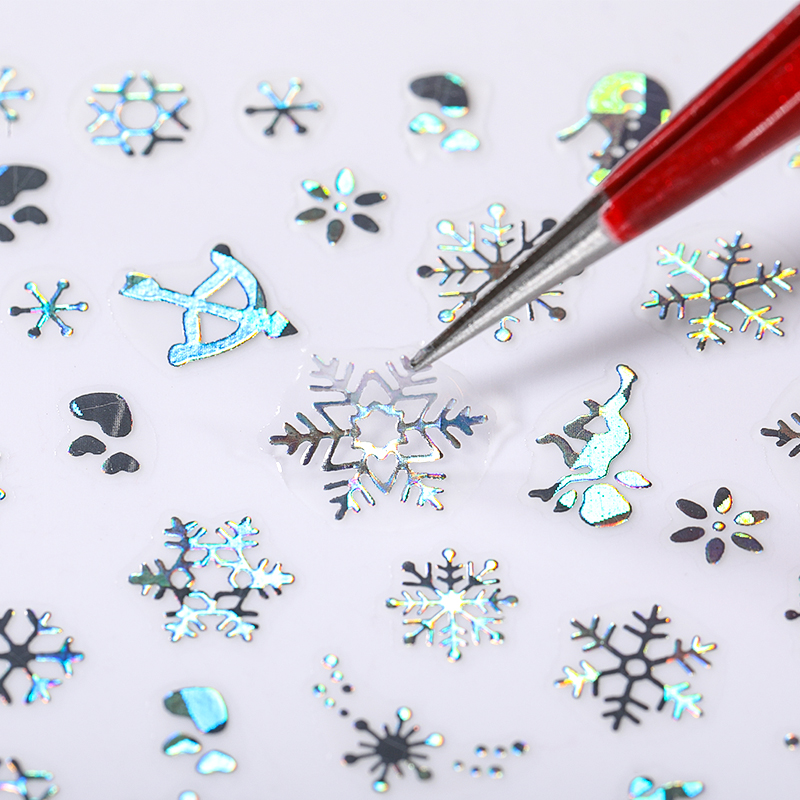 Nail Art Xmas - Holographics Bạc Bông Tuyết 3D Giáng