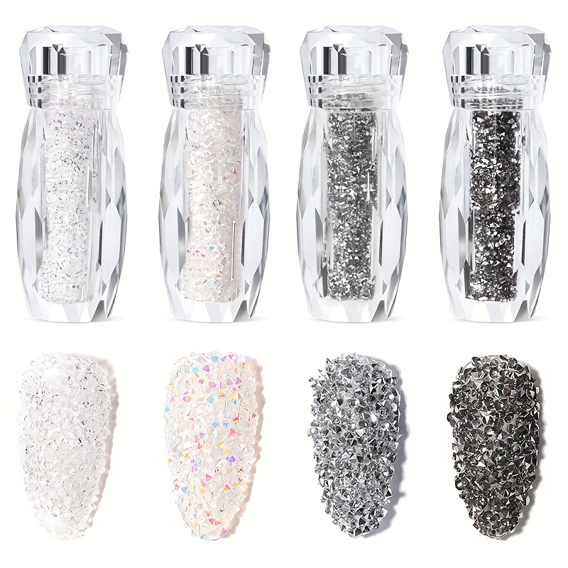 Nail Art Xmas - Glitter Caviar Nails Rhinestones Fairy Micro
