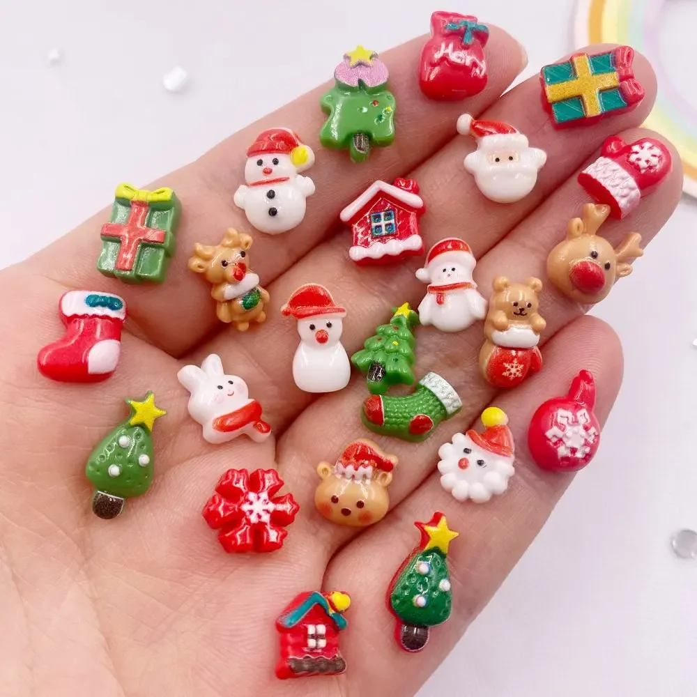 Nail Art Xmas - 50pcs Resin Mini Colorful Christmas Snowman