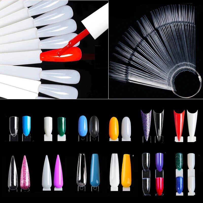 Nail Art Navy - Nail Display Sticks Clear Natural Colors