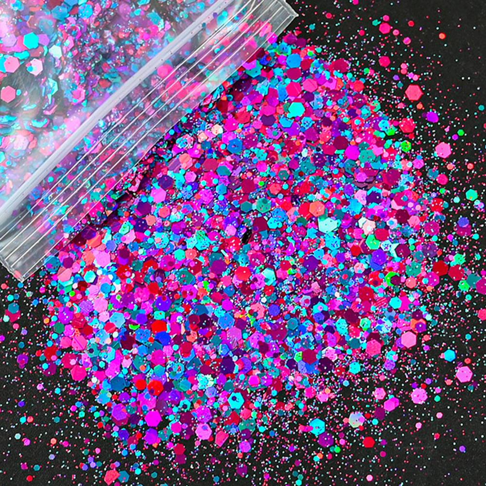 50G Holographic Mixed Hexagon  - đánh giá và giá Nail Art Xmas