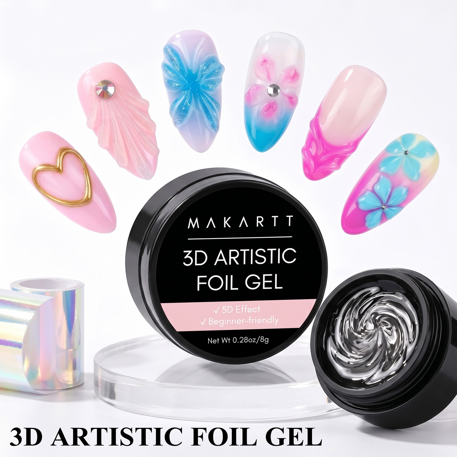 Makartt 3D Nail Gel 8ml Nail F - đánh giá và giá Nail Foil Transfer