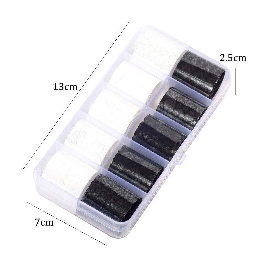 10 Rolls 2.5*60cm New Black Wh - đánh giá và giá Nail Foil Transfer