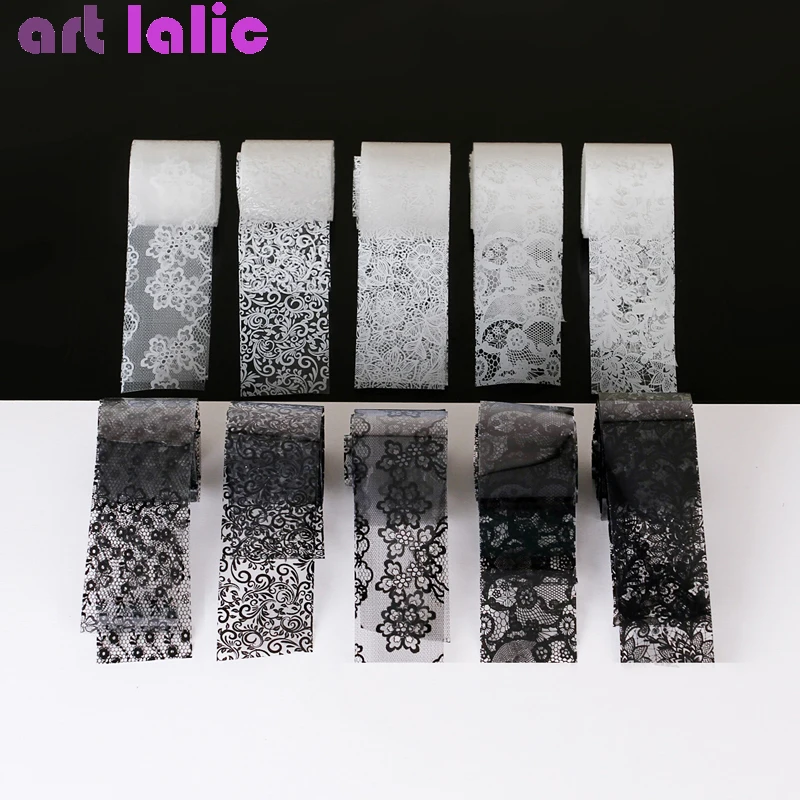 10 Rolls 2.5*60cm New Black Wh - đánh giá và giá Nail Foil Transfer