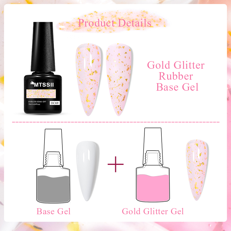 Mtssii 7ml Glitter Rubber Base - đánh giá và giá Nail Foil Transfer
