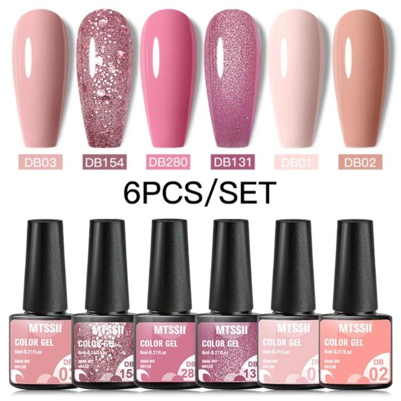 Mtssii 6PCS/Set Pink Glitter G - đánh giá và giá Gel Top Coat