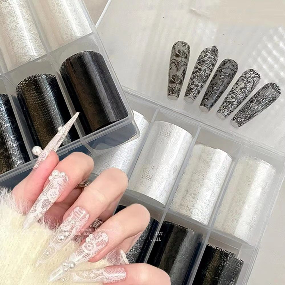 10 Rolls/Box New Black&White L - đánh giá và giá Nail Foil Transfer
